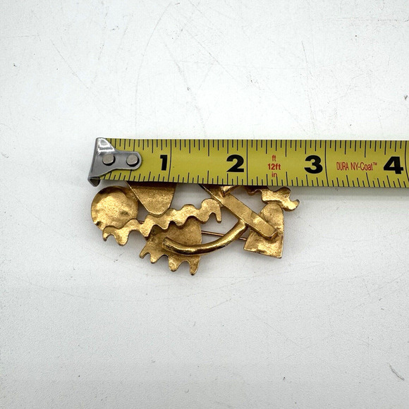 Biche De Bere Brooch Modernist Style Gold Tone Metal Paris Limited Edition 68/97 - Picture 8 of 8